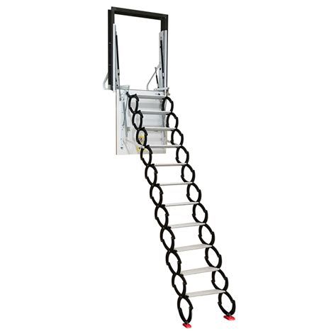 Intbuying Hidden Loft Folding Ladder Side Mounted Black Al Mg Alloy