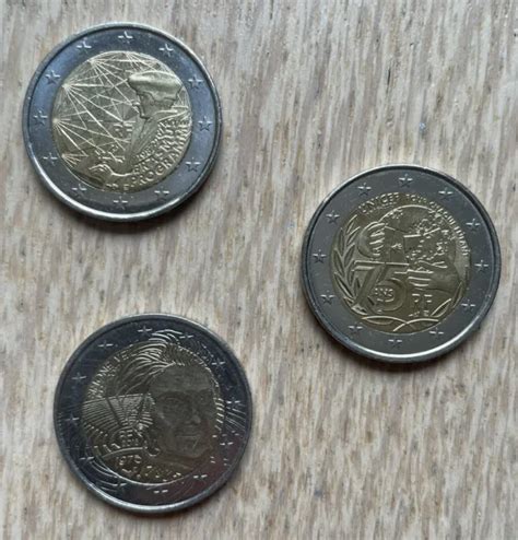 Lot Of Coins Euros Commemorative France Simone Veil Unicef Erasmus