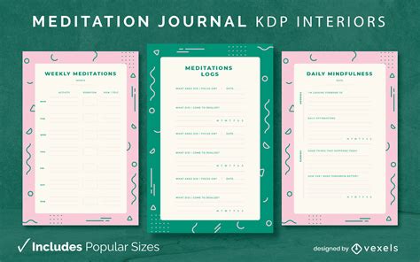 Meditation Journal Diary Design Template KDP Vector Download
