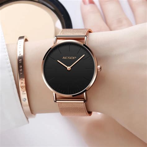 buy women watches rose gold luxury ladies watch ultra thin wrist watch quartz