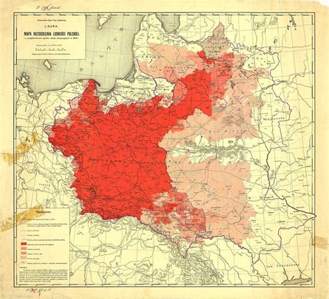 Poles In Central And Eastern Europe 1916 German Census Map Poland Germany Europe Poland Map