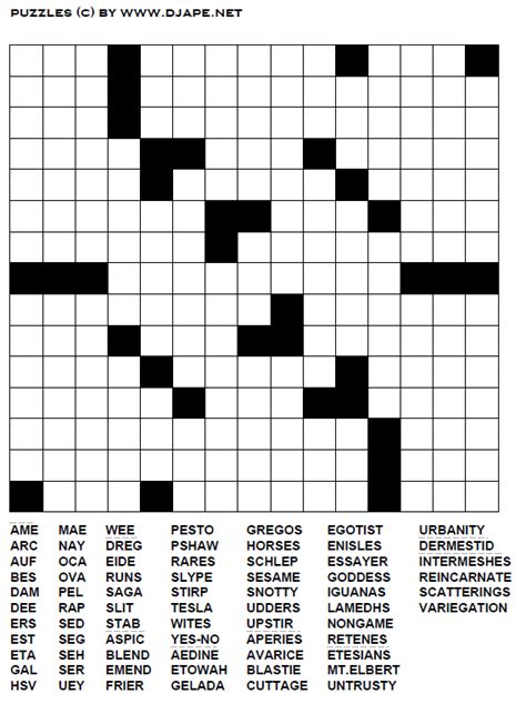 Word Fill In Puzzles Free Printable Printable Crossword Puzzles Online