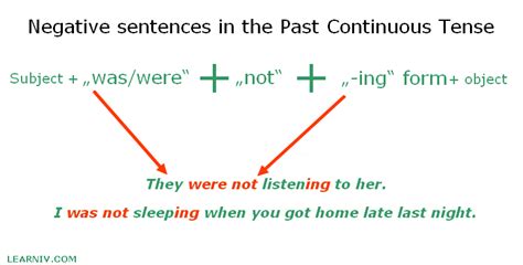 Past Continuous Negative Sentence Construction