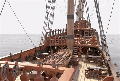 Artstation This 3d Galleon Includes A Fully Detailed Interior 01