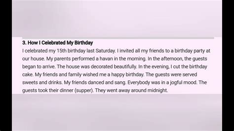 Paragraph Writing How I Celebrate My Birthday Youtube