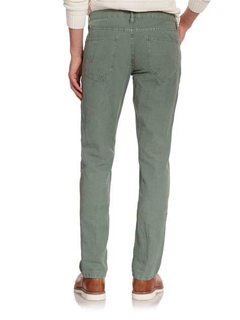 Billy Reid Ashland Cotton And Linen Pants In Olive Green Green For Men