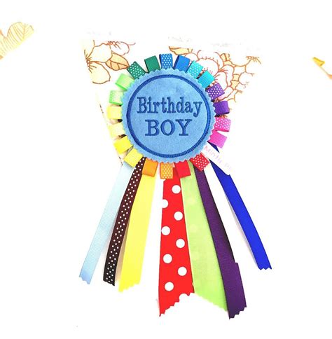 Birthday Boy Rainbow Badge Rosette In Blue Etsy