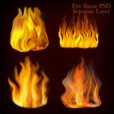Premium Psd Fire Flames Set Collection