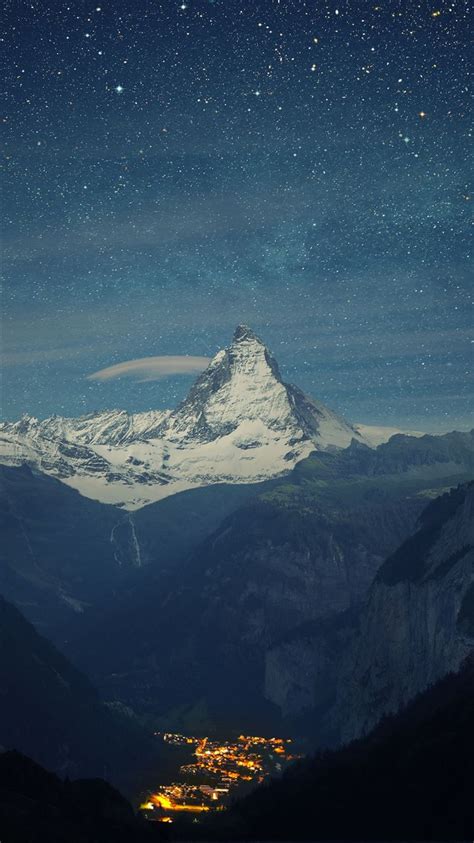 Switzerland Alps Mountains Night Beautiful Landscape Iphone