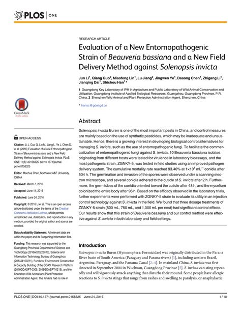 Pdf Evaluation Of A New Entomopathogenic Strain Of Beauveria Bassiana And A New Field Delivery
