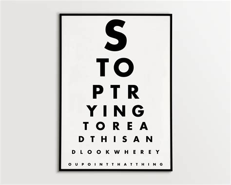 Funny Eye Chart Printable Bathroom Eyetest Poster Typography Art