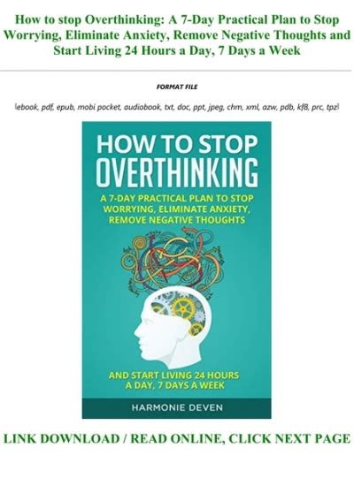 Get Pdf How To Stop Overthinking A Day Practical Plan To Stop Worrying Eliminate Anxiety