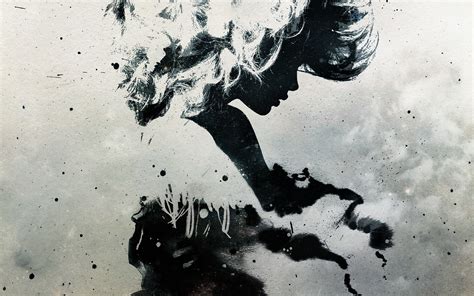 Abstract Silhouette Women Paint Splatter Alex Cherry Wallpapers Hd