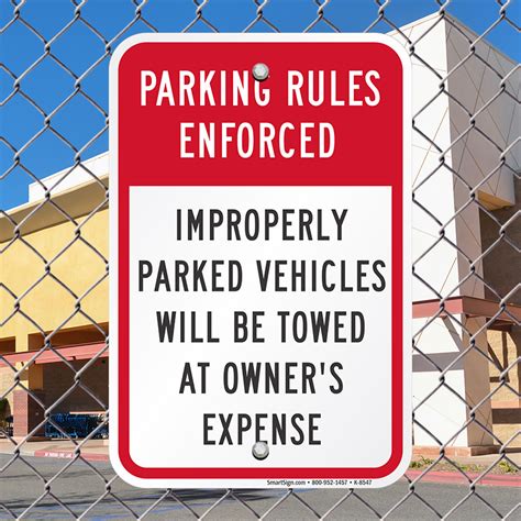 Parking Rules Enforced Sign Sku K 8547