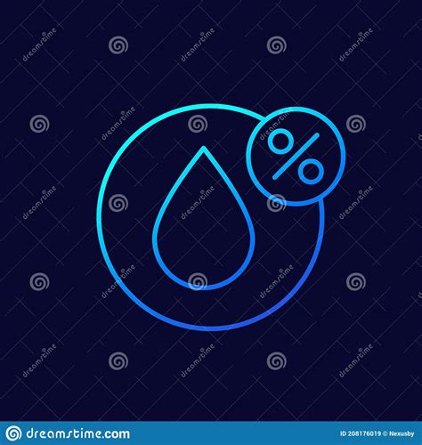 Humidity Linear Icon Water Drop And Percent Stock Vector