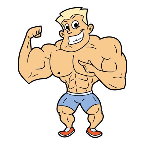Muscle Man Cartoon Drawing Bodybuilder Biceps Bodegawasuon