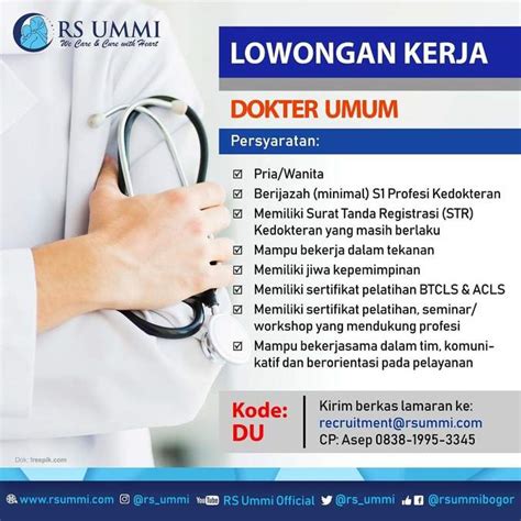 Surat lamaran kerja ditujukan ke kepala dinas kesehatan kota balikpapan Lowongan Kerja Dokter Umum - 𝙈𝙊𝙃𝘼𝙈𝙈𝘼𝘿 𝙅𝘼𝙀𝙉𝙐𝘿𝙄𝙉 di Bogor Selatan, Bogor Kota, 5 Mar 2019 - Loker ...