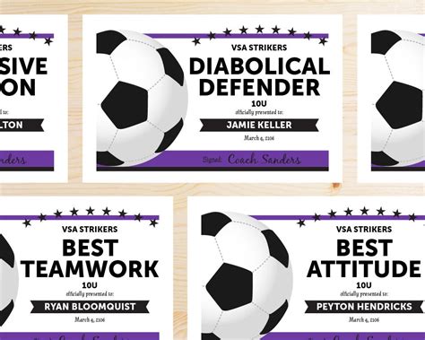 Editable Soccer Award Certificates Instant Download Etsy Free