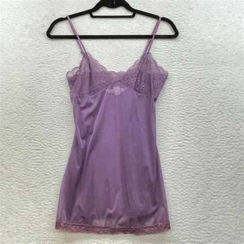 Victorias Secret Lingerie Womens Xs Purple Lace Chamise Slip Dress