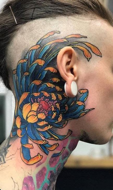 215 Trendy Neck Tattoos You Must See Tattoo Me Now Flower Neck