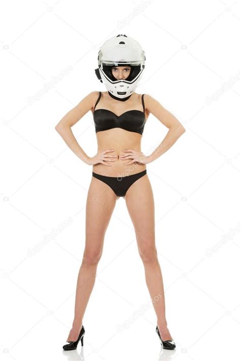 Sexy Woman With Motorcycle Helmet Stock Photo Piotr Marcinski