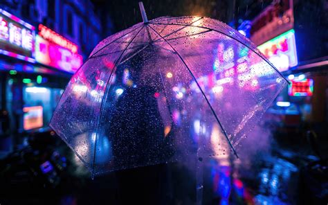 2560x1600 Closeup Umbrella Neon Night Photography 4k 2560x1600