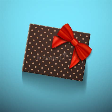 Vector T Box With Red Ribbon Realistic Vector Present In T