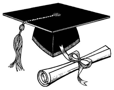 Graduation Hat Graduation Cap And Diploma Clipart Black White Fitas
