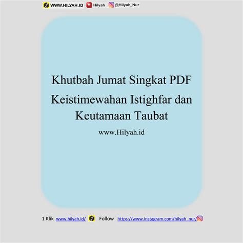 Khutbah Jumat PDF Keistimewahan Istighfar dan Keutamaan Taubat - Hilyah