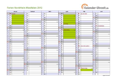Ausdrucken als leere kalender, wandkalender, konnte taschenkalender. Ferien Nordrhein-Westfalen 2012 - Ferienkalender zum ...