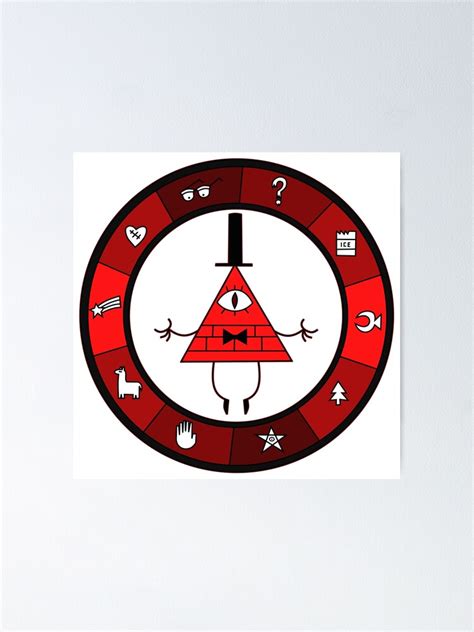 Red Bill Cipher Wheel Poster By Skullnuku Redbubble