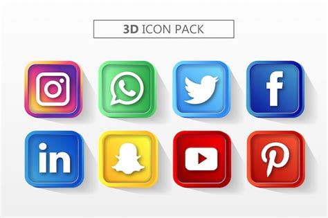 Conjunto De Iconos De Redes Sociales 3d Vector Premium