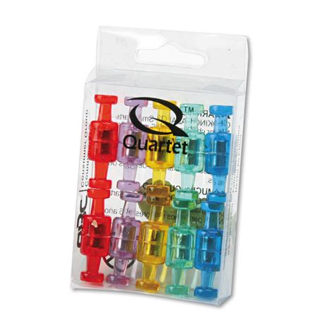 Quartet Magnetic Push Pins High Power Magnets Bright Colors 20 Pack