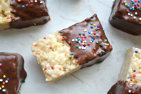 Chocolate Covered Rice Krispie Treats With Sprinkles