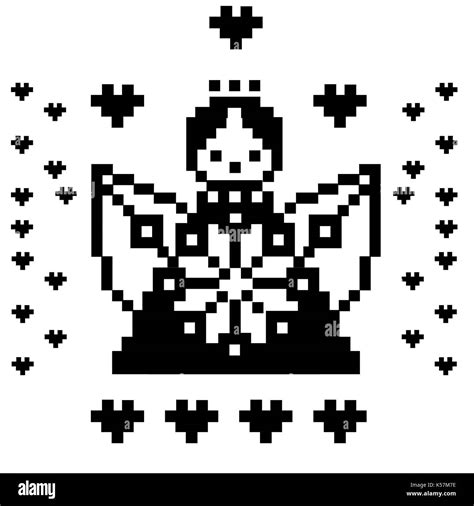 El Arte Del Pixel Angel Cielo Personajes Aislado Sobre Fondo Blanco
