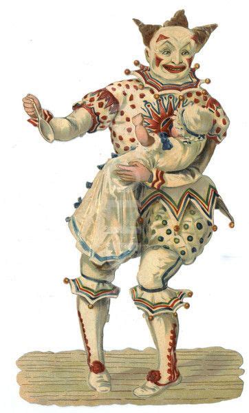 Vintage Charm Victorian Circus Clown In Classic White Makeup