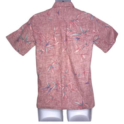 Kalani Vintage 1990 S Pink Hawaiian Floral Leaf Shirt Gem