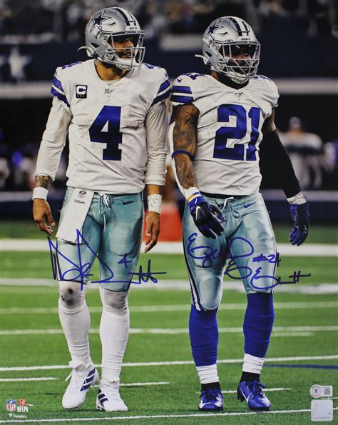 Dak Prescott And Ezekiel Elliott Signed Dallas Cowboys 16×20 Photo