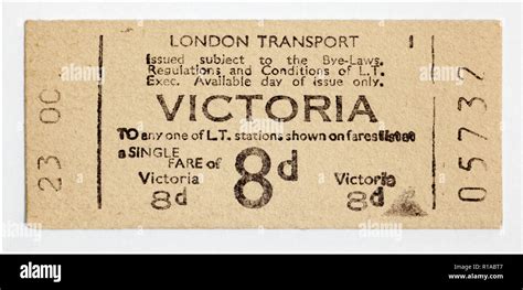 Vintage 950s London Underground Ticket Victoria Station Stock Photo