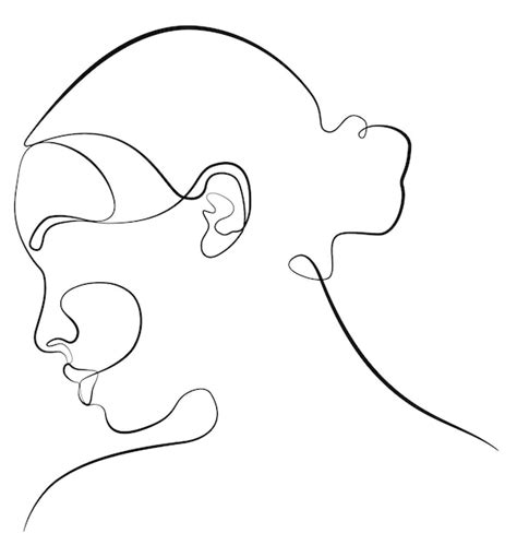 Premium Vector One Face Line Minimalist Continuous Linear Drawing Of A Female Face