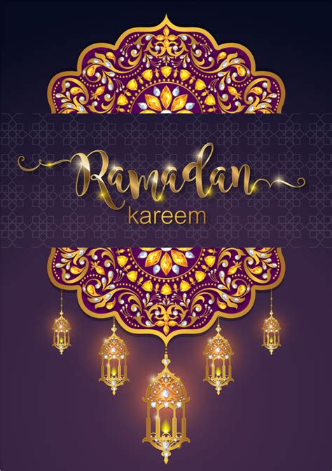 Ramadan Kareem Purple Background Vector 01 Free Download