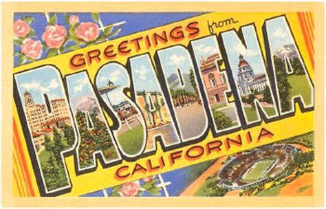 Vintage Pasadena Postcard California Poster Postcard Vintage