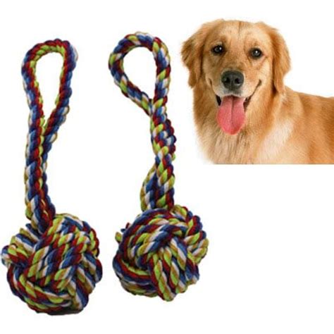 Dog Rope Toy With Balllonni 2 Packs Interactive Pet Chew Toysdog Knot