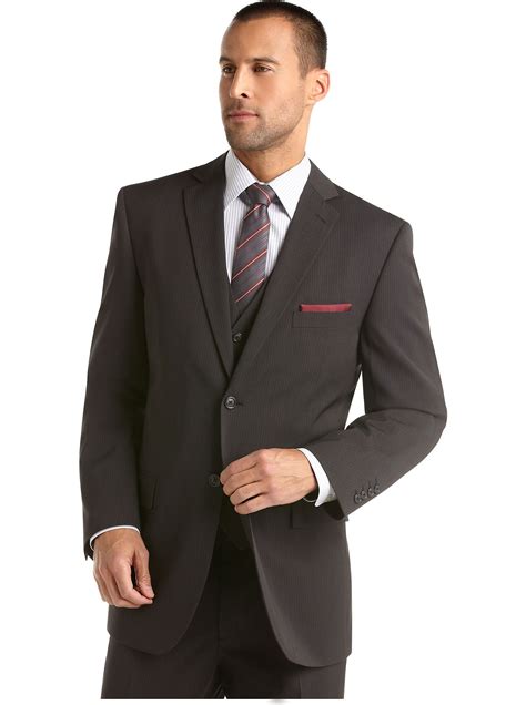 One can find new tuxedos of different colors and styles, wedding suits, shirts, pants and other accessories like ties, cummerbunds. Mens - Wilke Rodriguez Charcoal Stripe Vested Suit - Men's ...