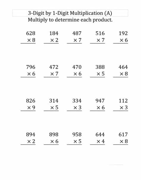 4th Grade Multiplication Worksheets - Best Coloring Pages ...