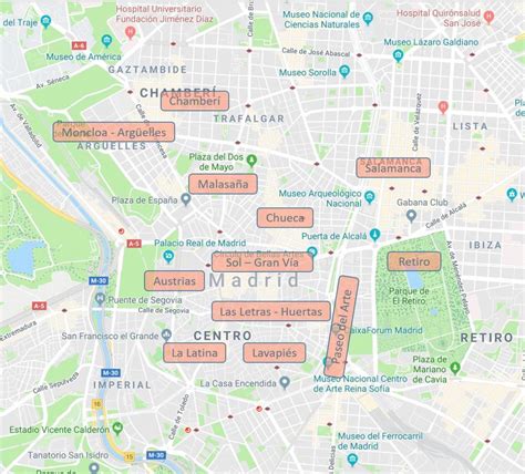 Madrid Barrio Mapa Plano De Madrid De España Barrios España
