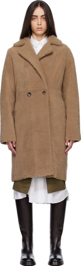 Yves Salomon Meteo Reversible Brown Shearling Coat ShopStyle