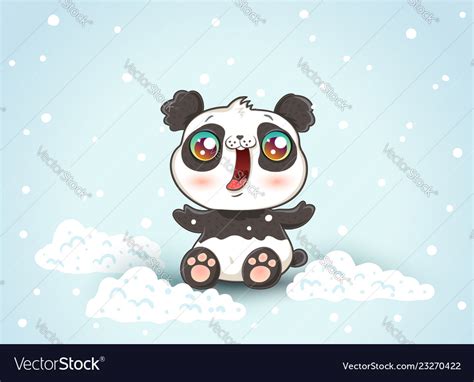 Cute Panda On Snow Royalty Free Vector Image Vectorstock