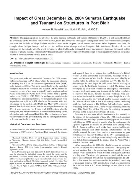 PDF Impact Of Great December 26 2004 Sumatra Earthquake And Tsunami