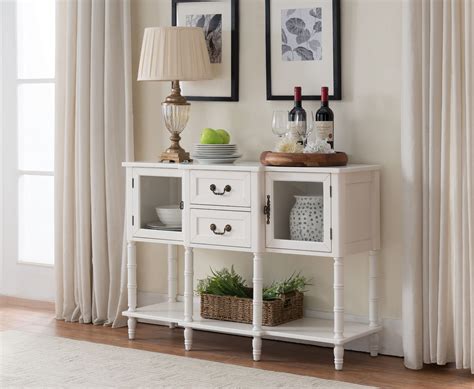 Cream White Wood Drawer And Cabinet Contemporary Entryway Console Buffer